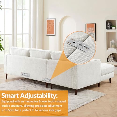 Sectional Couch Connectors,Heavy Duty Interlocking Alligator Sofa Clamps, 2 Pack Metal Anti-Slip Brackets with 20 Screws, Keep Sectional Together Stop Sliding Apart for Kids/Pets,No Tool Needed