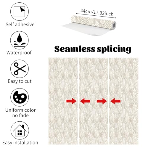 17.32" X 393.7"Boho Peel and Stick Wallpaper Beige Neutral Contact Paper - size: 17.3" x 393.7"