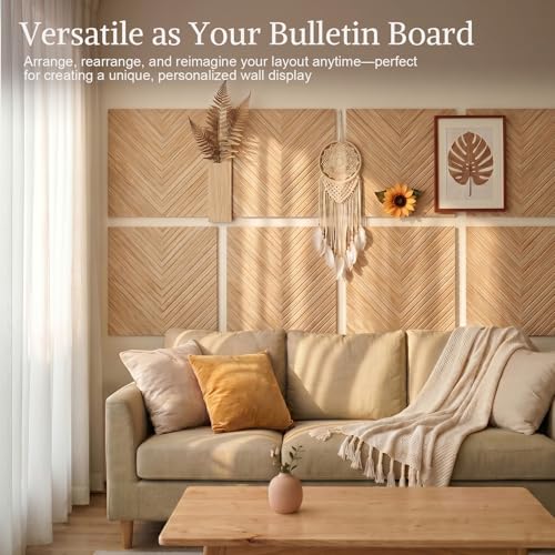 Acoustic Wall Panels, 6 Piece 23.62" X 23.62" Peel and Stick Wall Panels - color: Timber Vee Herringbone, size: 72 X 48 Inches