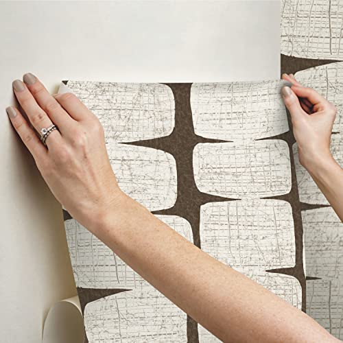 RoomMates Mid-Century Beads Peel and Stick Wallpaper, Brown - color: Brown