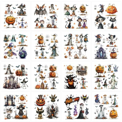 16 Pcs Halloween Vintage Rub-On Transfers for Furniture & Crafts - style: Halloween Vintage