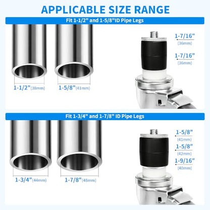 MySit 3 Inch Expanding Stem Casters Set of 4 - size: 3 INCH