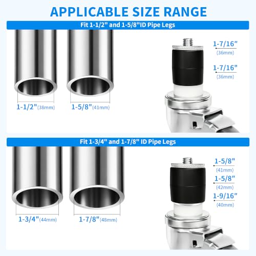 MySit 5 Inch Expanding Stem Casters with Side Brake Set of 4 - size: 5 INCH