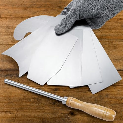 ZAVOOS 7 Pack Cabinet Scraper Burnisher Set, Multi-shaped Card Scrapers