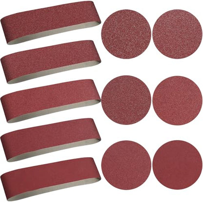 Blulu 44 Pieces 4 x 36 in Sanding Belts and 6 in Self-Adhesive Discs Set