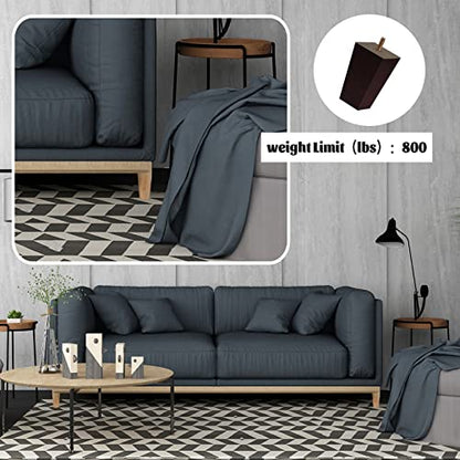 Sofa Legs Square Bed Feet 4 inch Wood Replacement Leg for Furniture Set of 4, Dark Brown… - color: 4sets, size: 4inch