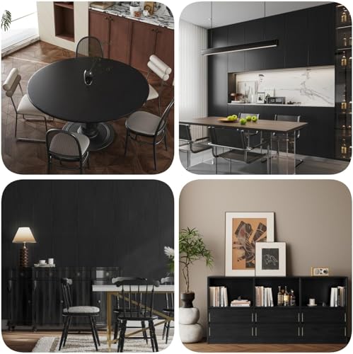 Abyssaly Black Wood Contact Paper Peel and Stick Wallpaper for Cabinets - color: Black, size: 15.7" x 118"