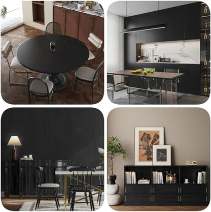 Abyssaly Black Wood Contact Paper Peel and Stick Wallpaper for Cabinets - color: Black, size: 15.7" x 118"