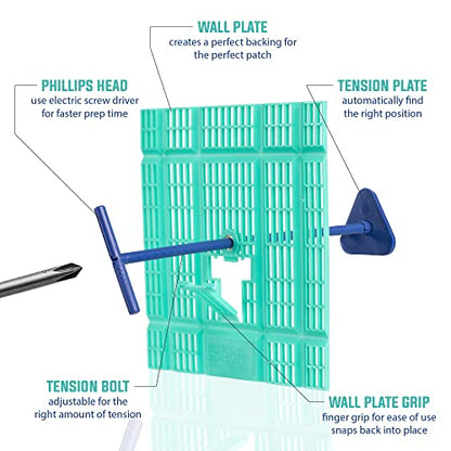 Wall Patch Repair Plate by SD Home, 1-Pack Drywall Backing Plates, 2-5” Hole Repair Patch, Easy & Quick DIY Patching