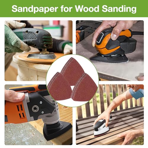 50-Piece Triangular Sandpaper Set for Oscillating Tools - 5 Grits (60/80/100/120/240) - 3-1/8 Inch (80mm) Hook & Loop Sanding Pads - Fits Wood, Metal, Drywall Sanding - style: 50PCS SANDING PAPERS