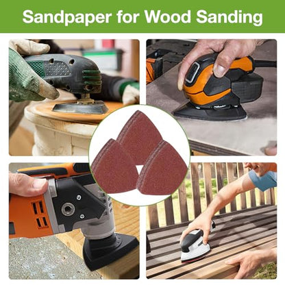 50-Piece Triangular Sandpaper Set for Oscillating Tools - 5 Grits (60/80/100/120/240) - 3-1/8 Inch (80mm) Hook & Loop Sanding Pads - Fits Wood, Metal, Drywall Sanding - style: 50PCS SANDING PAPERS