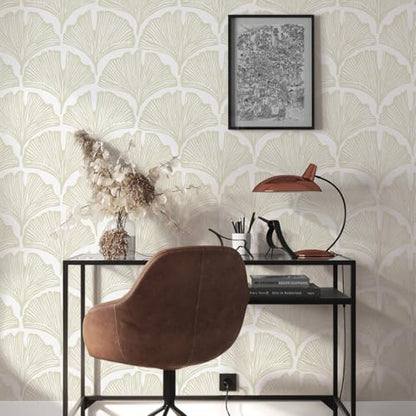 Tempaper x Novogratz Waverly White Feather Palm Removable Peel and Stick Wallpaper, 20.5 in X 16.5 ft, Made in The USA - color: Waverly White, size: 20.5" x 198"