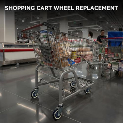 4" Casters Polyurethane Shopping Cart Wheels Replacement Set of 4 Wheels for Cart Furniture Loading Capacity 1200lbs Total - style: 3/8" Bore