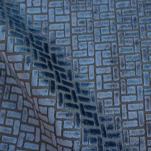 TOP FABRIC, Westfield, Geometric Pattern Burnout Velvet Upholstery Fabric by The Yard Steel - color: Steel