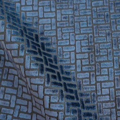 TOP FABRIC, Westfield, Geometric Pattern Burnout Velvet Upholstery Fabric by The Yard Steel - color: Steel
