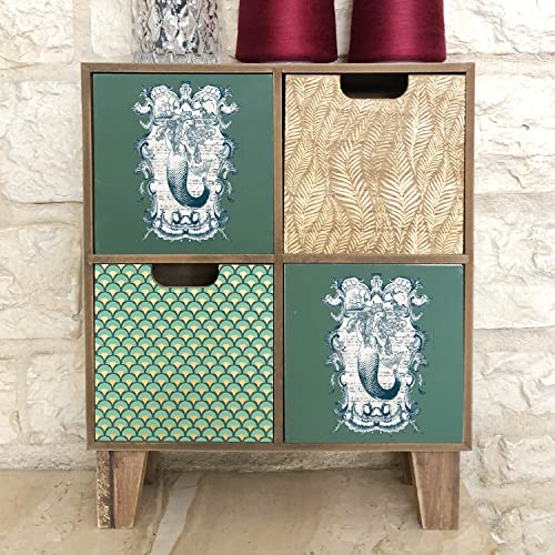 GLOBLELAND 3 Sheets Mermaid Rub on Transfer for Furniture 6×12 inch - style: Mermaid