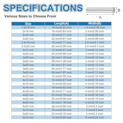 PATIKIL Metal Dowel Pins 5x14 Mm, 50 Pcs 304 Stainless Steel Shelf Support Peg Fasten Elements for Bookshelf Shelves Cabinet Closet Fixing Component Position, Silver - size: 5x14 mm