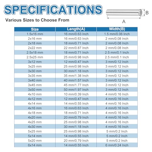 PATIKIL Metal Dowel Pins 3x40 Mm, 50 Pcs 304 Stainless Steel Shelf Support Peg Fasten Elements for Bookshelf Shelves Cabinet Closet Fixing Component Position, Silver - size: 3x40 mm