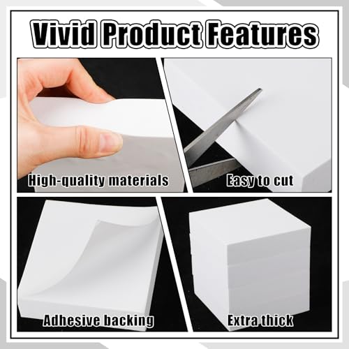 4 Pcs 1" Thick Foam Padding Sheet with Adhesive Backing Closed Cell - color: White, size: 1 Inch Thick, 6 x 6 Inches