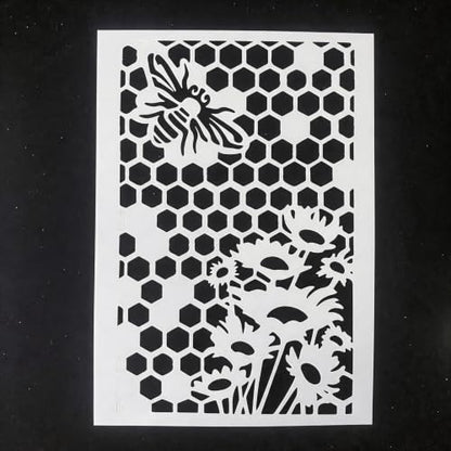 TIAMECH A4 Reusable Bee Honeycomb Sunflower Stencil for Painting - color: Bee Honeycomb Sunflower