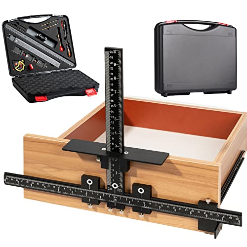 14-Piece Cabinet Hardware Jig Tool Set, Aluminum Alloy Cabinet Handle Template Jig Tool of Drawer Front Knobs, Handles and Pulls, Door