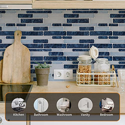 WOWSTAR 10-Sheet Peel and Stick Backsplash Tile for Kitchen Wall, Back Splash Stick On Tiles for Kitchen (12"x12", Dark Blue) - color: Dark Blue