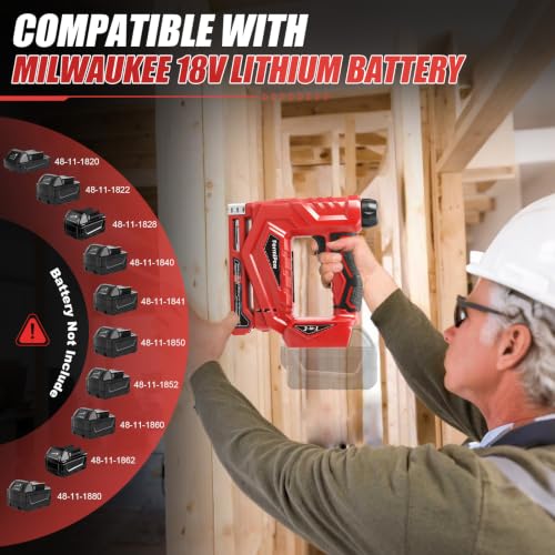 3-in-1 Brad Nailer/Narrow Crown Stapler for Milwaukee M18 Battery - color: Red