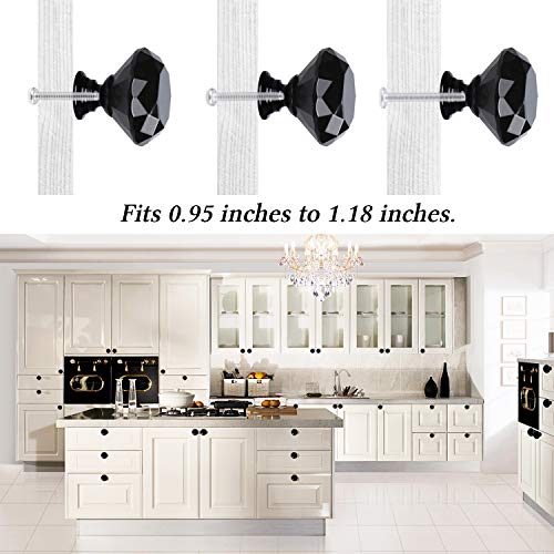 STMK 10 Pack Drawer Knobs, Drawer Pulls Black Diamond Shaped Crystal Glass 30mm Cabinet Knobs Pull Handles with Screws for Home Office Cabinet Cupboard Chest Dresser (10 Pack 30 mm, Black)