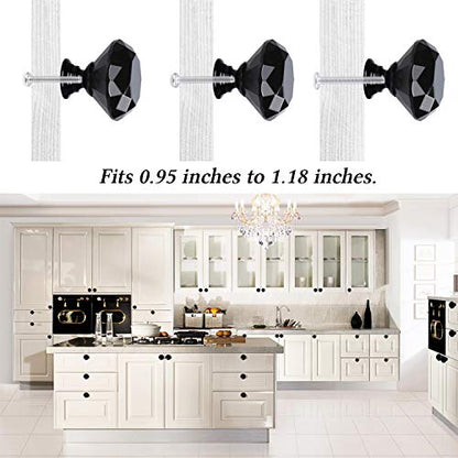 STMK 10 Pack Drawer Knobs, Drawer Pulls Black Diamond Shaped Crystal Glass 30mm Cabinet Knobs Pull Handles with Screws for Home Office Cabinet Cupboard Chest Dresser (10 Pack 30 mm, Black)