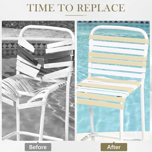 LukLoy 2" Wide 60ft Long Vinyl Straps for Patio Chairs Repairs, Driftwood - color: Driftwood, size: 60 Ft strap + 60 rivets