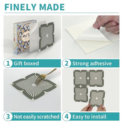 VICCI Tile Stickers, 5.9x5.9 inch, 12Pcs - color: Art-222, size: 5.9x5.9IN*12PCS