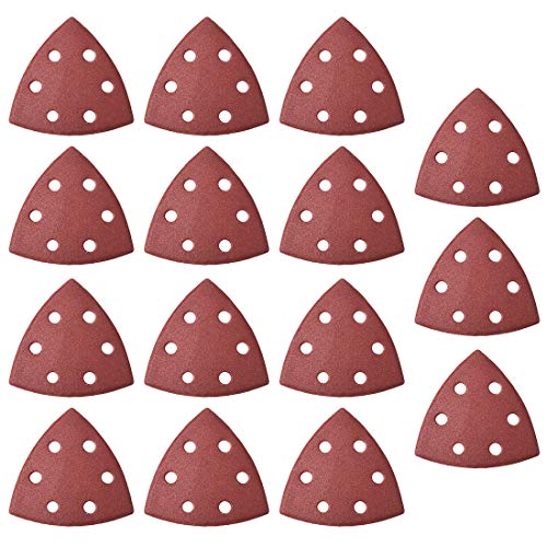 uxcell Detail Sander Sandpaper, Triangular Sanding Paper, Hook and Loop Sanding Pads, Triangle Oscillating Multi Tool, 180 Grits 6 Holes, 15pcs - style: 180 Grits