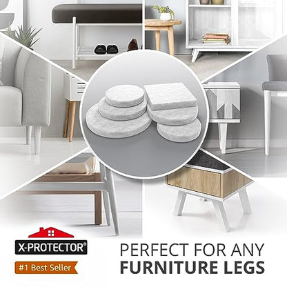 357 PCS White Felt Furniture Pads X-Protector with Many Big Sizes - size: 357 PCS White