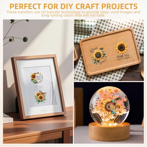 48 Sheets Rub on Transfers for Crafts and Furniture Rub on Transfer Stickers Decals for Wood,2.5 * 2.5inch (Sunflower) - style: Sunflower