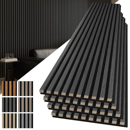 Art3d 3D Fluted Soundproof Wood Textured Slat Wall Panel, 4-Pack, Blackwood - color: Blackwood, size: 4pcs - 108" x 12"