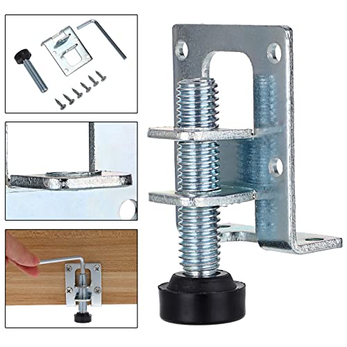 OwnMy 4PCS Heavy Duty Adjustable Furniture Leveling Feets L Shaped Levelers - size: 2.2"H-Silver