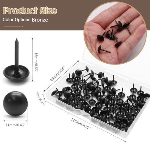 Biaungdo 100 Pcs Black Round Head Upholstery Tacks 11x16mm with Box - color: Black