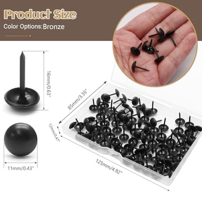 Biaungdo 100 Pcs Black Round Head Upholstery Tacks 11x16mm with Box - color: Black