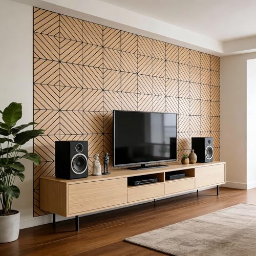WoveN SounD Acoustic Wall Panels, Natural Oak, 16 Pack, 12x12 in - color: Twill Pattern, Natural Oak, 16 Pack
