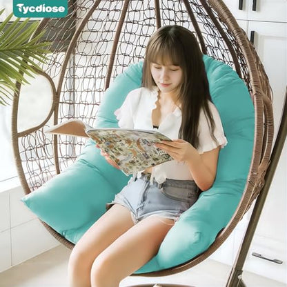 Egg Chair Cushion Replacement, Waterproof Outdoor Hanging Egg Chair Cushion Hammock Swing Chairs Cushions Pads, U-Shaped Thickened Cushions for Hanging Eggs Chairs, 47x33x7 Inches (Teal) - color: Teal