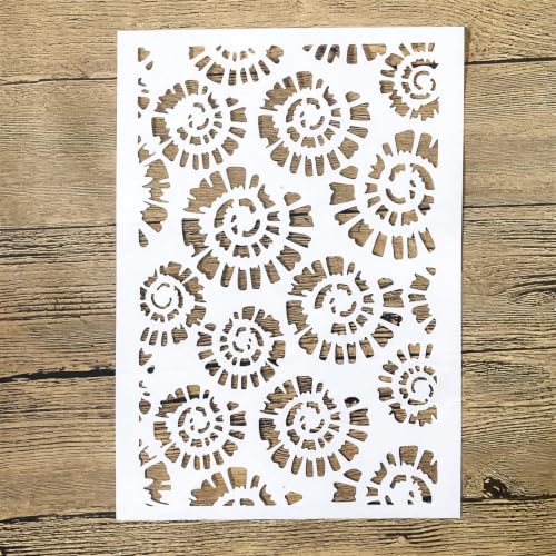 TIAMECH A4 Reusable Abstract Spiral Flower Stencil for Painting - color: Abstract Spiral Flower