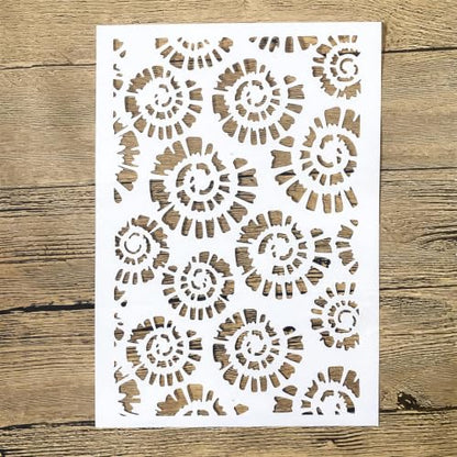 TIAMECH A4 Reusable Abstract Spiral Flower Stencil for Painting - color: Abstract Spiral Flower