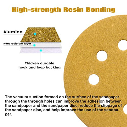 100PCS 5 Inch Sanding Discs 120 Grit Random Orbit Sander Sandpaper - style: Advanced Aluminum Oxide
