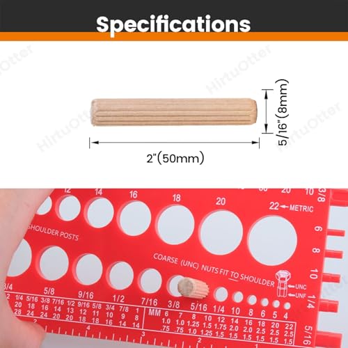 100 pcs 5/16" x 2" Wooden Dowel Pins, Hardwood, Kiln-Dried Fluted & Beveled Design for Easy Insertion for Woodworking, Furniture, Crafts & DIY Projects (M8 x 50) - size: 5/16" x 2"