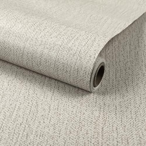 Gray Grasscloth Peel and Stick Wallpaper Renter Friendly Wall Covering Adhesive Contact Paper 15.7inch x 393.7inch Rustic Wall Vinyl Traditional Textured Paper - color: Gray, size: 15.7" x 393.7"