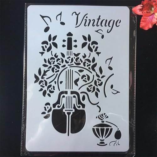 TIAMECH A4 Reusable Violin Stencil for Painting - style: Violin
