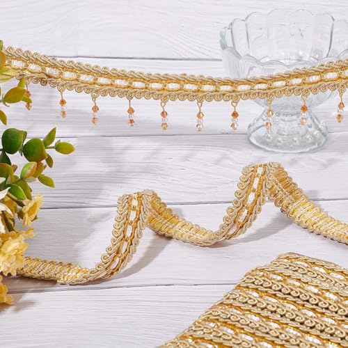 FINGERINSPIRE 12.5 Yards Gimp Braid Trim 5/8" Wide Gold Polyester Ribbon - color: Gold