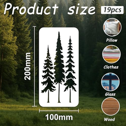 19Pcs Mountain Forest Stencil for Painting, 3.94 x 7.87inch - color: mountain forest