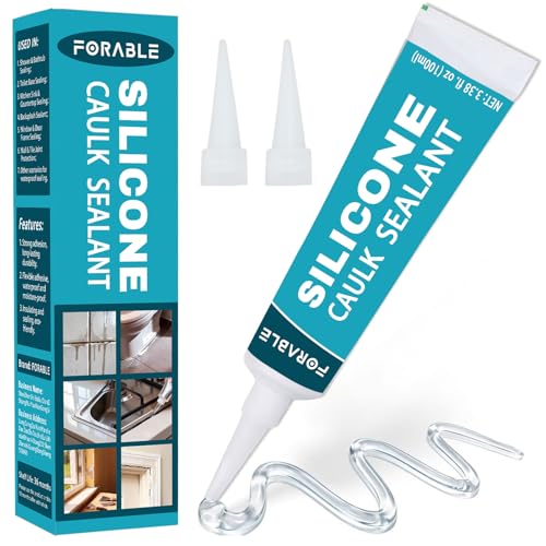 Silicone Caulk Clear Silicone Sealant Waterproof Stronger Adhesion for Kitchen & Bathroom, Window, Door 3.38 fl.oz - size: 3.38 fl.oz