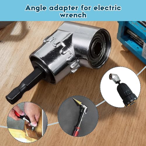 105 Degree Right Angle Drill Adapter 1/4 Inch Hex Bit Driver Attachment - color: Silver, size: 4 Pcs